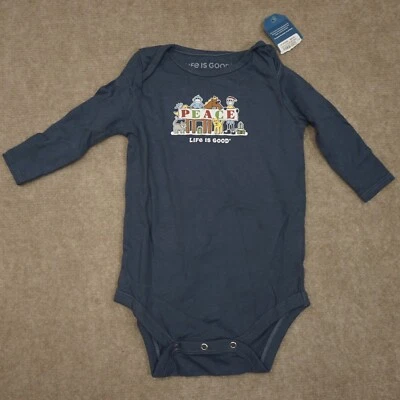 Toddler Bodysuit Life is Good “Peace” Navy Blue Long Sleeves 18-24 Months NWT - Image 1 of 4