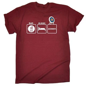 Eat Sleep Archery T-SHIRT Tee Arrarcher Sport Bow Funny Present birthday gift - Picture 1 of 9