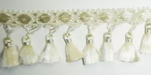 26 Yards of 2" Pearl/Beige Tassel Upholstery Fabric Fringe - Picture 1 of 4