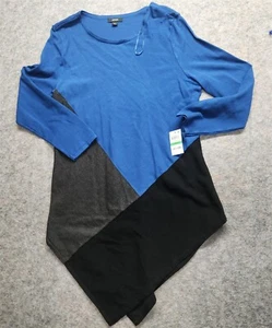Alfani Women's Sweater Black Blue Rayon Blend Over The Hip Size Large New - Picture 1 of 9