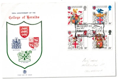 17/1/1984 UK GB FDC - Heraldry - College of Heralds - Peterborough Special PM - Image 1 of 2