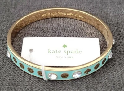 Brazalete Kate Spade New York Spot the Spade Cristal Esmalte Gracia Azul Dorado NUEVO Foto 1 de 2