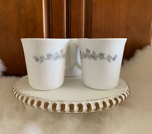 Vintage Corning USA Kaffeetasse Band Bouquet grau Blume - 3er Set - Bild 1 von 7