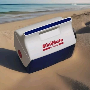 Vintage MiniMate Cooler Igloo Push Button Lunch Box Drink 90s USA Red White Blue - Picture 1 of 15