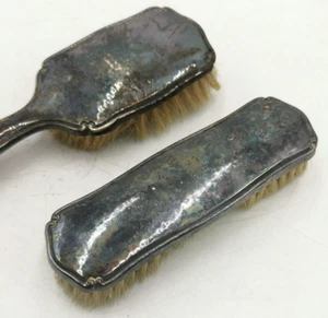 Altes antike Set für Badewanne Bürste Rücken mit Borsten Metallfassung vintage - Bild 1 von 8