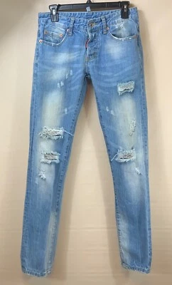 DSQUARED2 Jeans 28 X 31 (tag Size 30) Distessed Light Wash Button Fly Low-rise - Image 1 of 4