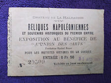 Billet d'entrée à l'exposition des reliques napoléoniennes à Malmaison 1919