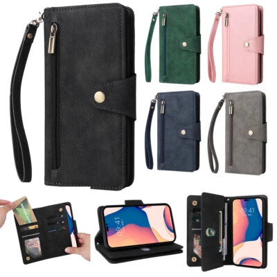 Zip Wallet Case Leather Flip Cover For Xiaomi 13T Redmi Note 12 13 Pro K60 Ultra - Image 1 of 4
