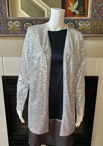 Kancy Kole Small Sequin Silver Jacket Blazer New With Tags Sexy Shiny Dressy - Picture 1 of 12