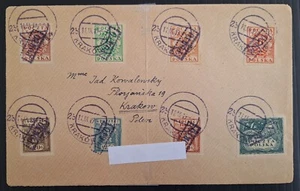 1919 Poland Philatelic Cover ties 8 stamps cd Krakow sent locally - Picture 1 of 2
