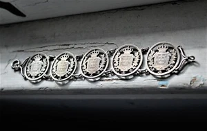 Antique Silver Bracelet Made of Fret Cut 1890 Portuguese Silver 1000 Reis Coins - Picture 1 of 10