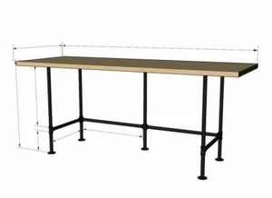 Black Pipe DESK Base "DIY" Parts Kit- 3/4” pipe x 66" long x 24" wide x 30" tall - Picture 1 of 1