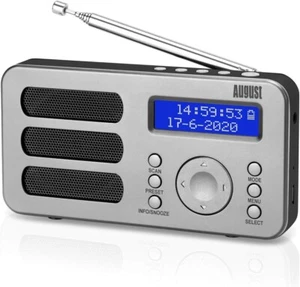 DAB/DAB+ Digital & FM Portable Radio Alarm Clock Rechargeable - August MB225 - Picture 1 of 14