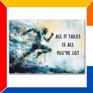 Runner All It Takes Is All You've Got Running Art Poster Gym Fit Sports Print - Picture 1 of 9