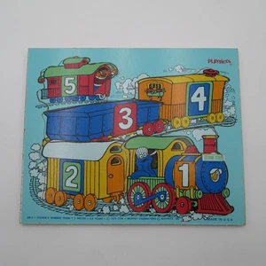 Vintage 1974 Playskool Sesame Street Cookie's Number Train Wood Puzzle 205-6 USA - Picture 1 of 9