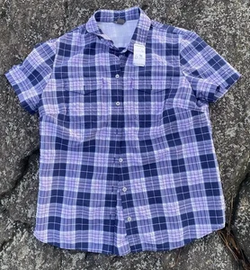 Eddie Bauer Hemd Damen Large blau kariert Kurzarm Outdoor Wandern Angeln - Bild 1 von 5