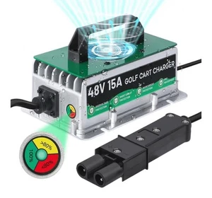 48V Golf Cart Battery Charger 15AMP Yamaha G19-G22 2-pin Waterproof | 16FT Cable - Picture 1 of 9