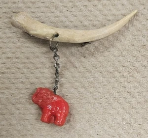 1950s RARE Red Plastic Elephant and Tusk BROOCH Pin ๐ - Picture 1 of 2