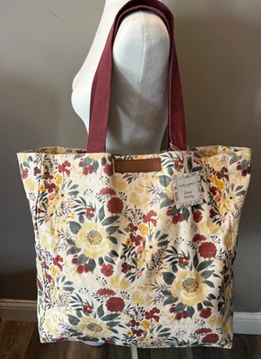 Laura Ashley Rust Floral Canvas Tote Bag Cottagecore Boho NEW FALL AUTUMN PRINTS - Image 1 of 4
