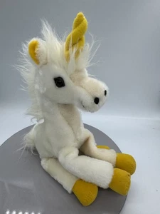 Vintage Russ Berrie Ulee Unicorn Plush White Yellow Hooves Stuffed Toy 973 Horse - Picture 1 of 10