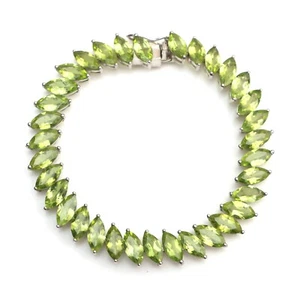 AA+ Natural Peridot Designer Tennis Bracelet, 925 Sterling Silver Bracelet - Picture 1 of 5