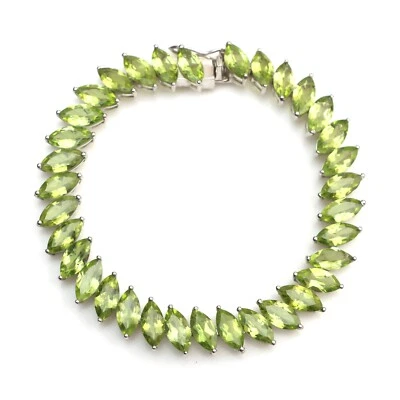 AA+ Natural Peridot Designer Tennis Bracelet, 925 Sterling Silver Bracelet - Image 1 of 4