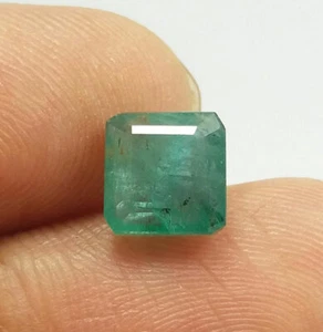 2.33 Ct Natural Emerald Square Cut Top Green Zambia Untreated Good Quality Gems - Picture 1 of 12