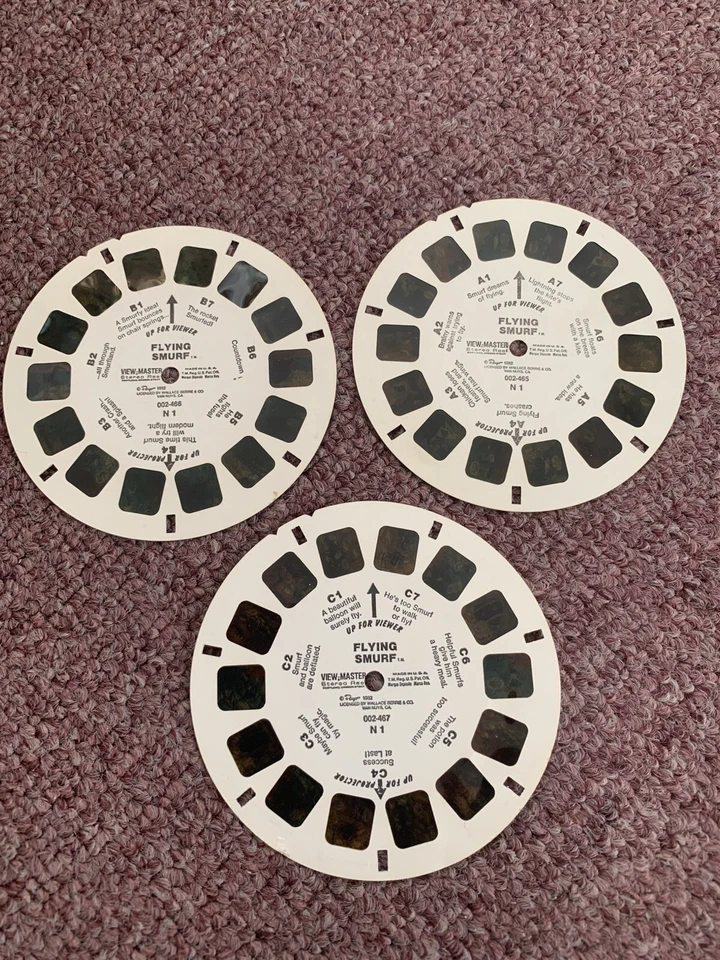 View Master 3 Reel Set - FLYING SMURF - N1 A, B, C - 002-465, 002-466, 002-467 - Image 1 of 1