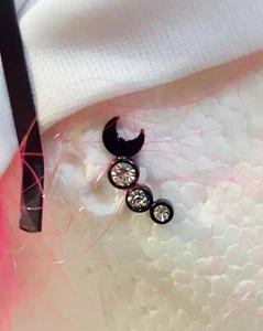 Black colour clear CZ labret stud Helix Cartilage Tragus Piercing crescent moon - Picture 1 of 1