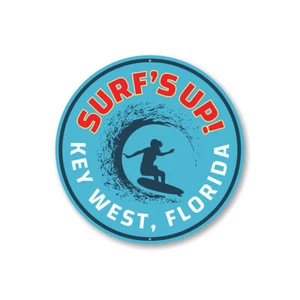 Surfs Up Key West Sign, Key West Beach House Sign, Coastal Sign, Surf Metal Sign - Picture 1 of 4