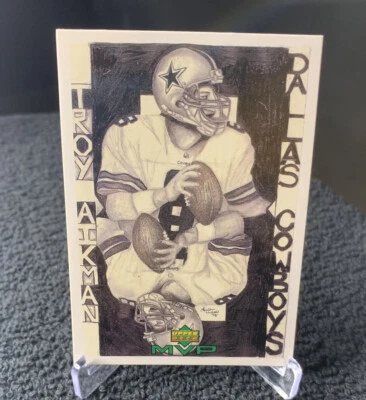 1999 Upper Deck MVP Draw Your Own Dallas Cowboys Football Card #W22 Troy Aikman - Image 1 of 2