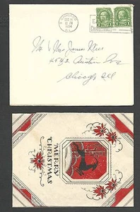 DATED 1934 CHICAGO IL XMAS GREETING W/ENV - Picture 1 of 1