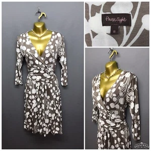 Phase Eight Coffee Mix Floral A-Line Jersey Tea Dress UK 8 EUR 36 - Picture 1 of 12