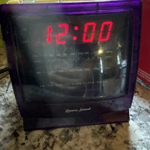 Vintage Lenoxx Sound Transparent Purple Alarm Clock AM/FM Radio *Rare* CR-4461 - Picture 1 of 8