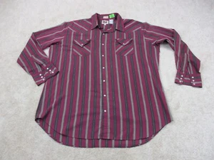 Ely Cattleman Shirt Mens 2XLT 18 1/2 37 Red Black Western Long Sleeve Pearl Snap - Picture 1 of 9