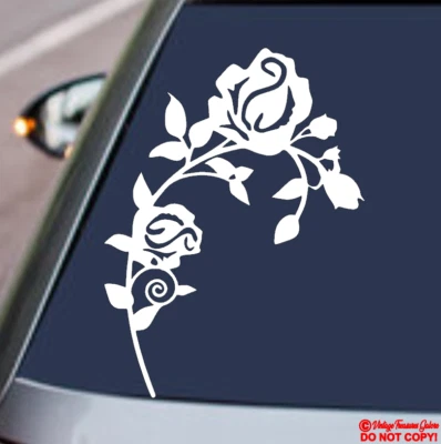 ROSE ~ VINYL DECAL STICKER CAR TRUCK REAR WINDOW BUMPER WALL FLOWER LOVE SYMBOL - Image 1 of 4