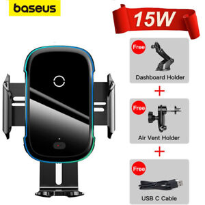 Baseus 15W Car Wireless Charger Infrared Fast Charging Mount Stand Phone Holder