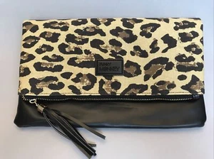 Funky Monkey Borsa Frizione Pieghevole Leopardata con Fodera in Vino - NUOVO - Foto 1 di 4