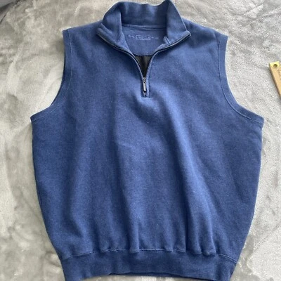 Chaleco de golf Carnoustie para hombre 1/4 cremallera azul algodón forrado rompevientos usado en excelente estado Foto 1 de 4