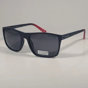 Tommy Hilfiger MP OM677 Rectangular Sunglasses Two Tone Navy Blue Red Gray - Picture 1 of 9
