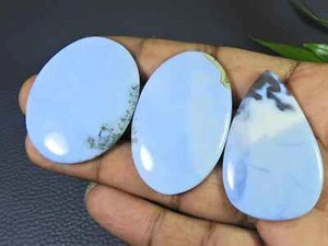 43-46MM Natural Peru Blue Opal Healing Oval Cabochon Loose Gemstone 3Pcs Lot Y75 - Picture 1 of 9