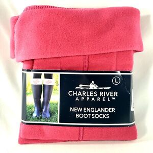 Women's Fleece Boot Socks Charles River Apparel New Englander Sz Large Hot Pink