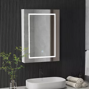 Bathroom LED Lighted Mirror Cabinet Wall Medicine Cabinet Touch Switch w/Shelves - Picture 1 of 11