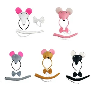 Adult Mouse Costume Headband & Tail Set School Play Costume Kids Party Clothes - Picture 1 of 12