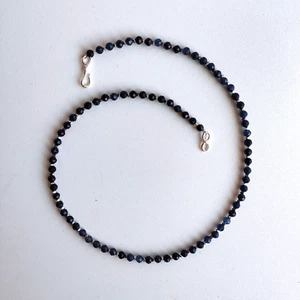 New Unique Necklace Choker natural Unisex Sapphire hypoallergenic Gold Plated - Picture 1 of 9