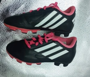 Adidas Conquisto FG Youth Size 11.5 Cleats Black Pink Girls Soccer Shoes B25594 - Picture 1 of 9