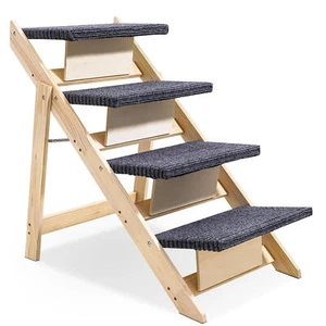 Pet Cat Dog Stair Ramp Adjustable Folding Wooden Ramp Steps for Bed Car Ladder - Picture 1 of 11