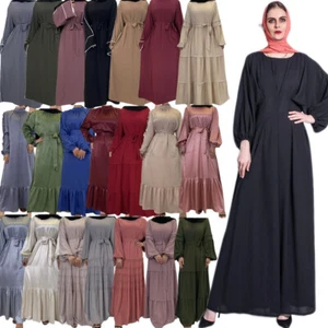 Mujeres Musulmanas Jilbeb Vestido de Fiesta Islámico Abaya Manga Larga Maxi Vestido Bata de Ramadán - Imagen 1 de 206