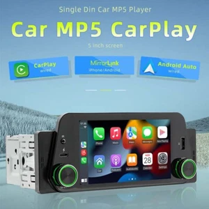 Single 1 Din 5" Car Radio with Apple Carplay Touch Screen Bluetooth MP5 Player - Picture 1 of 12