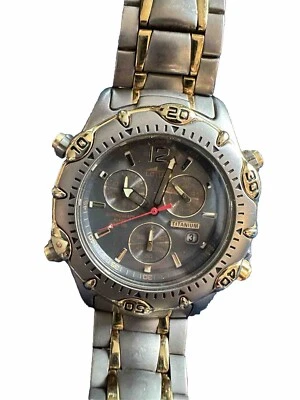 LOTUS Titanium 9665 Chronograph 10ATM Date Quartz Men’s Wrist Watch RARE 1990's - image 1 of 4